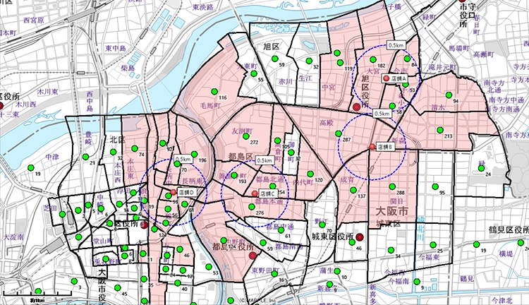 アプリ会員の多いエリアに配布