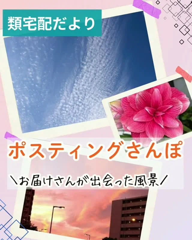 ポスティングさんぽ🍀
お届けさんが出会った景色ー

今日は、お届けさんがポスティング前やポスティング後に撮られ共有いただいたお写真たちを、お届けします😊

あるお届けさんは、毎年つばめの巣を見るのが楽しみに。
今年は5羽の赤ちゃんに出会えたそうです♪

空を見上げると澄んだ青に励まされたり、夕焼けに「今日も頑張ったな」と達成感をもらったり。

チラシを配るだけじゃない。
まちの些細な風景や、小さな発見もお届けさんの仕事の楽しみのひとつです✨

＊＊＊　ポスティングスタッフ募集中　＊＊＊
北摂・大阪市内エリアで
チラシ配布スタッフ「お届けさん」を募集してます。
▼詳しくは
@rui_posting
プロフィールのリンク、ハイライト【お届けさん募集中】から♪
ハイライト【お届けさんの働き方】もぜひチェックを✅

 
#類宅配
#ポスティングさんぽ
#スキマ時間
#ポスティング
#お届けさん